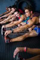 Young athletes stretching