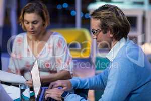 Businessman working on laptop