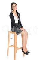 Fullbody young Asian female seated