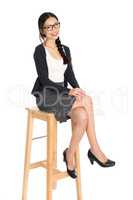 Fullbody young Asian female sitting