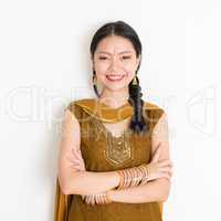 Mixed race Indian woman in sari dress