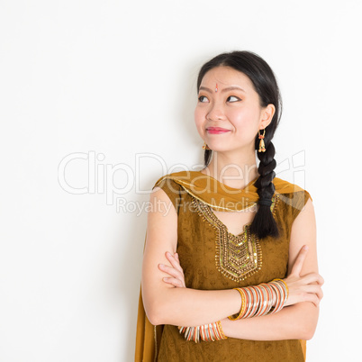 Mixed race Indian girl in sari dress