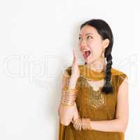 Mixed race Indian woman getting surprised