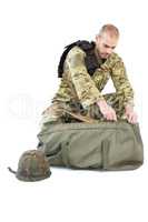 Solider packing his bag