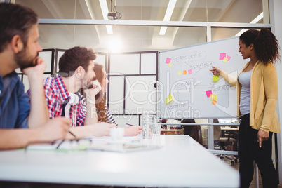 Female executive explaining colleagues at creative office