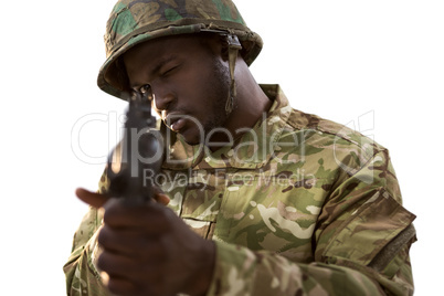 Soldier aiming with a rifle