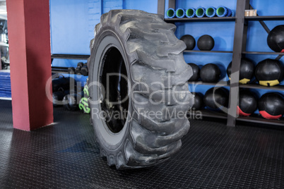 Rubber tire balanced in gym