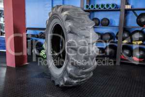 Rubber tire balanced in gym