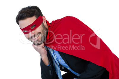 Portrait of businessman pretending to be a super hero