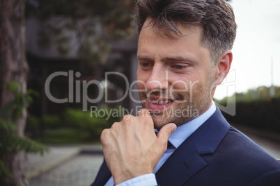 Close-up of thoughtful businessman