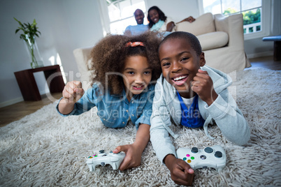 Children playing video games