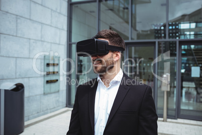 Businessman using reality virtual headset