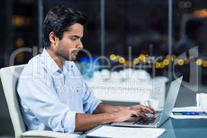 Businessman working on laptop