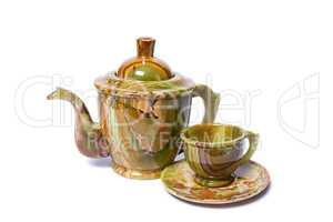 teapot and cups made of onyx