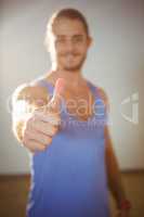 Man showing thumbs up