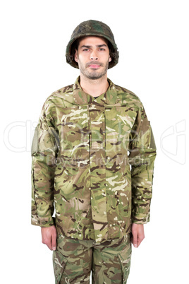 Portrait of confident soldier standing