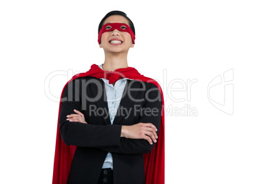 Woman pretending to be a super hero