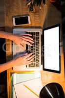 Woman working on laptop