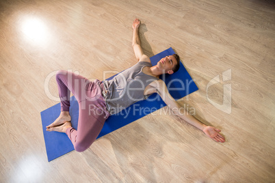 Man in yoga corpse pose