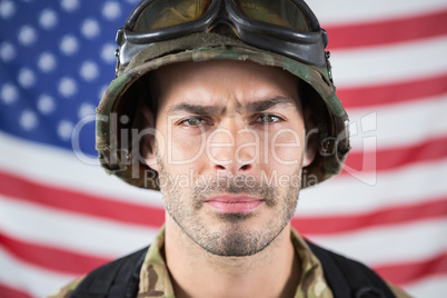 Close-up of confident soldier