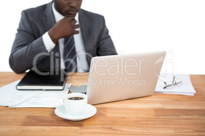 Businessman working on laptop