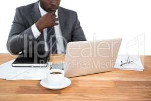 Businessman working on laptop