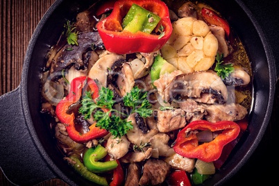 Goulash with colored vegetables