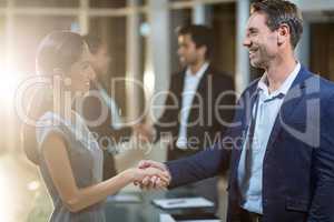 Businessman shaking hands with colleague