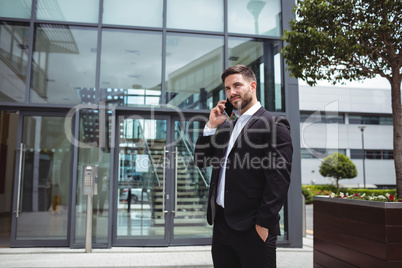 Businessman talking on mobile phone