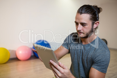 Man using digital tablet