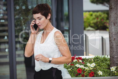 Businesswoman talking on mobile phone