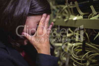 Technician getting stressed over server maintenance