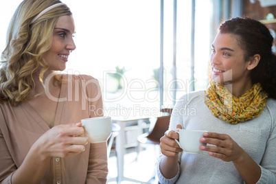 Female friends sitting together and having coffee