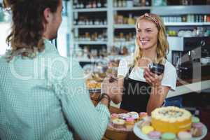 Customer paying with credit card