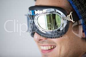 Man wearing aviator goggles