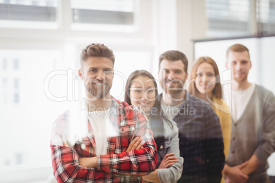 Business people standing in row
