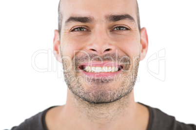 Man smiling against white background