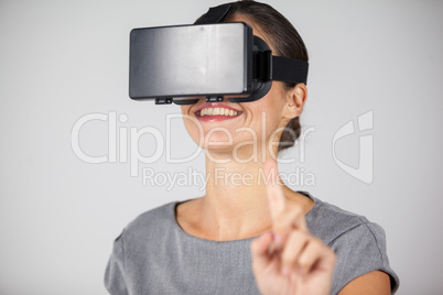 Woman using virtual reality headset