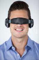 Man using virtual video glasses