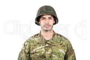 Soldier standing on white background