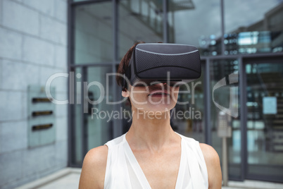 Woman using reality virtual headset