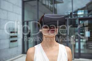 Woman using reality virtual headset