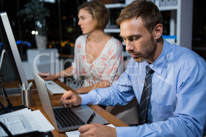 Businessman working on laptop