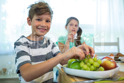 Children having breakfast