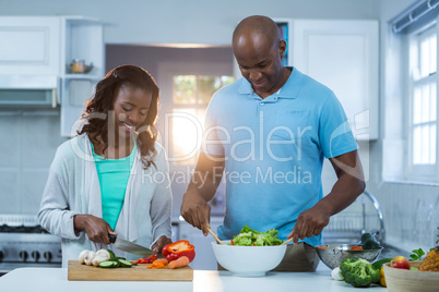 Couple preparing food