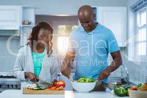 Couple preparing food