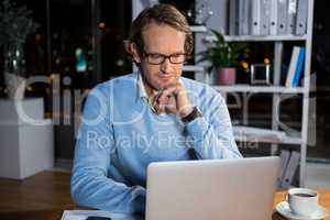 Businessman working on laptop