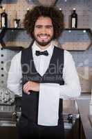 Waiter ready for serving customers