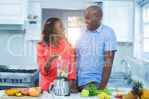 Couple smiling and looking at each other