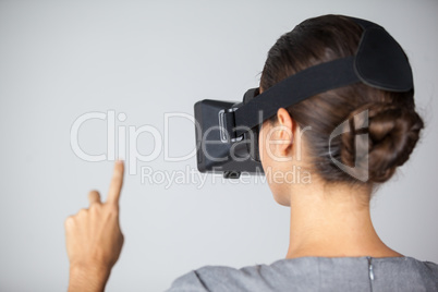 Woman using virtual reality headset